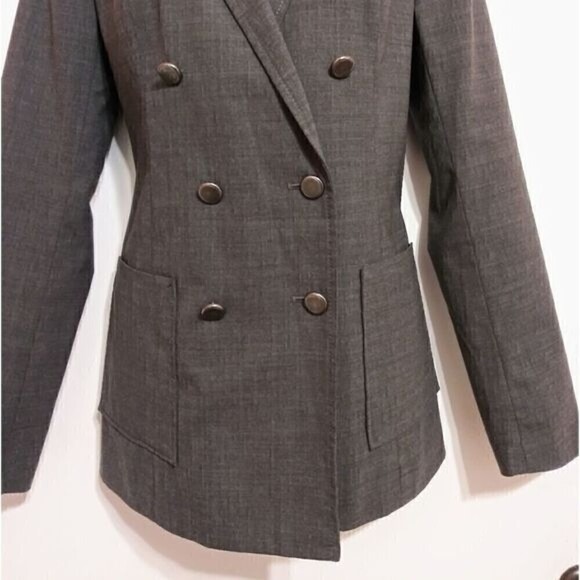 Gap Wool Blend Double Breasted Blazer Jacket Grey Size 4 - Picture 5 of 12